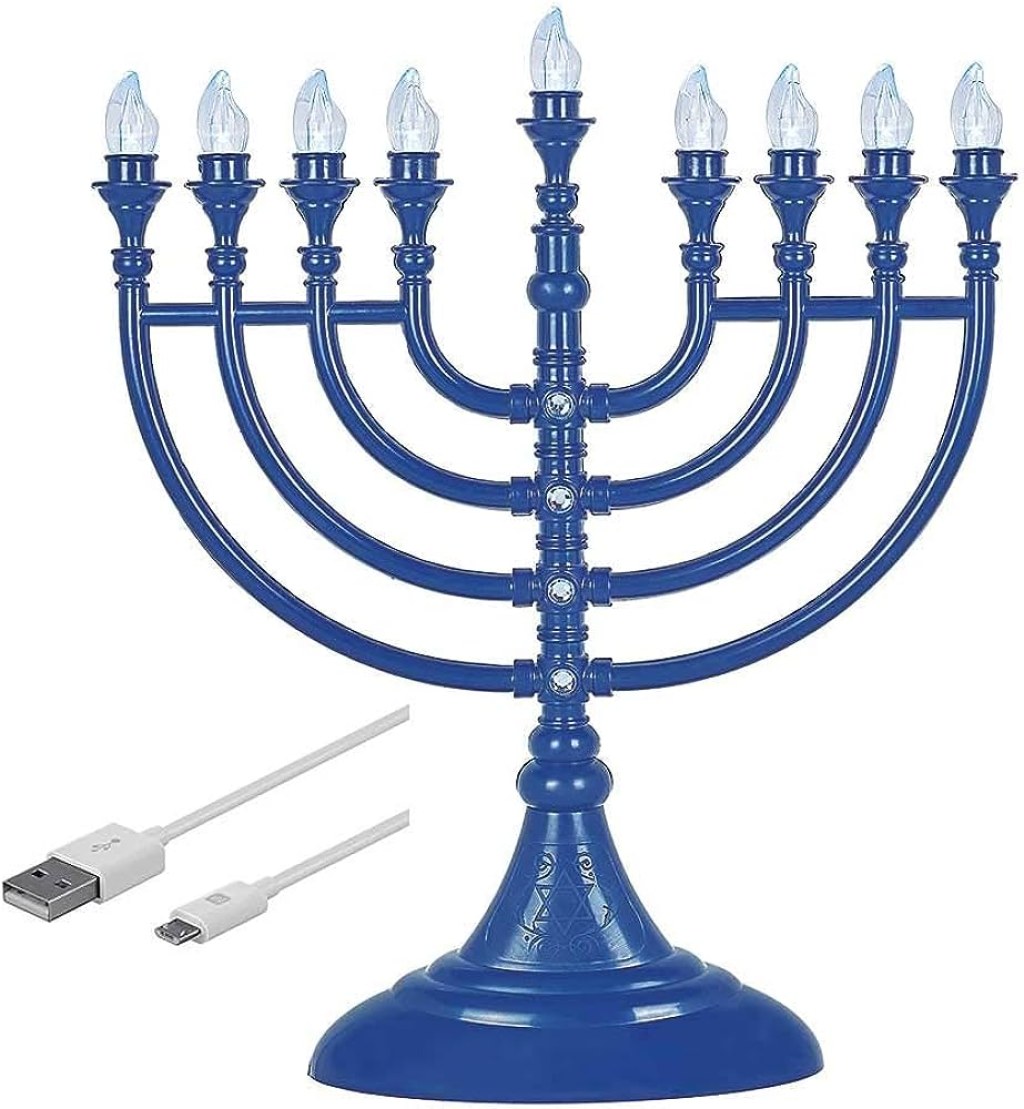 Picture of: Aviv Judaica Chanukkah LED Light Bulb Electric Menorah – Battery Operated  or USB Powered