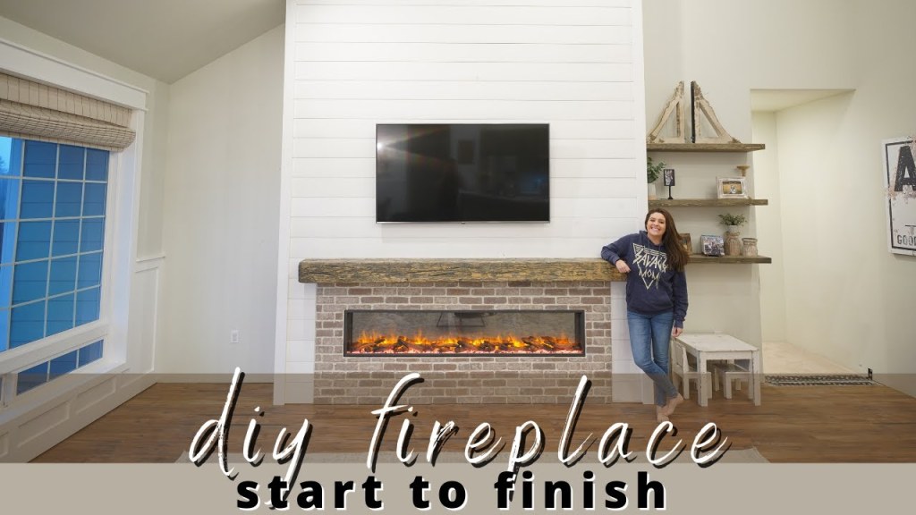 Picture of: DIY Shiplap Electric Fireplace Build with Mantel