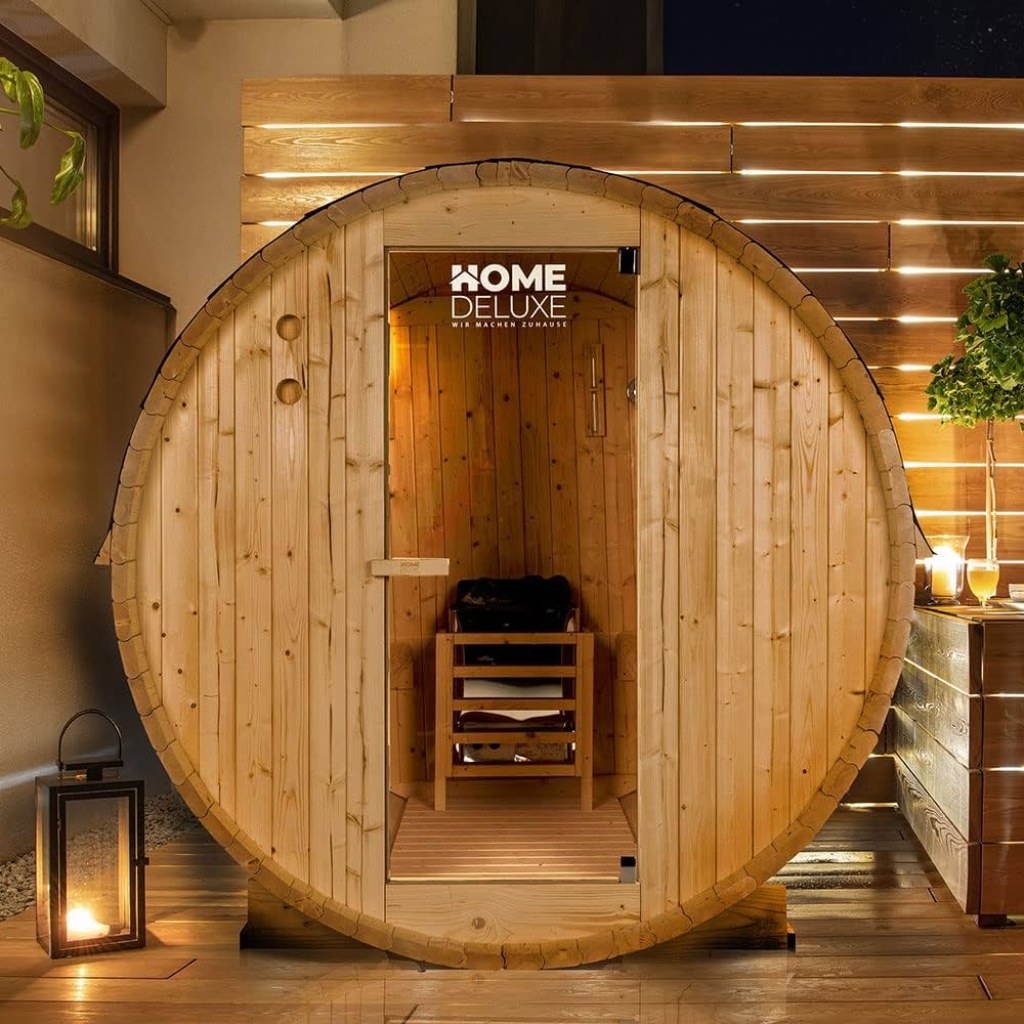Picture of: Home Deluxe – Outdoor barrel sauna for  people – Lahti L with