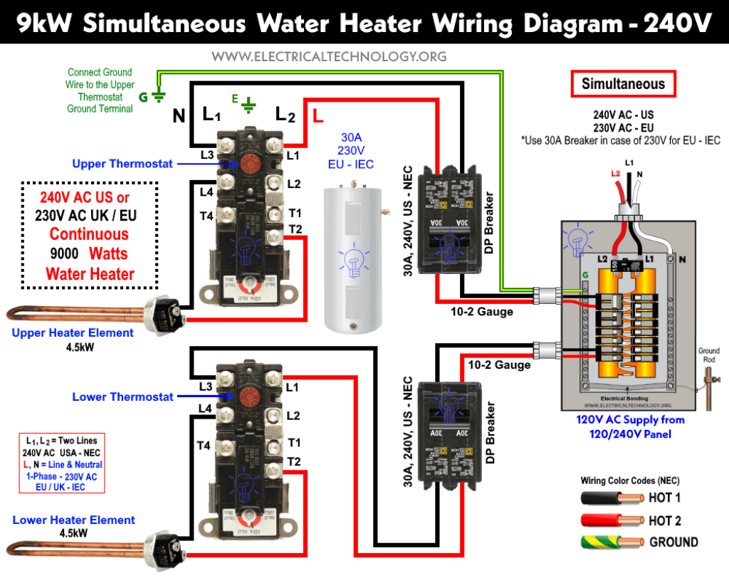 Picture of: How to Wire V – V Simultaneous Water Heater Thermostat?