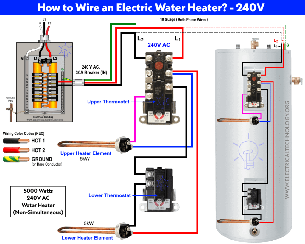 Picture of: How to Wire V – V Water Heater Thermostat – Non-Continuous?