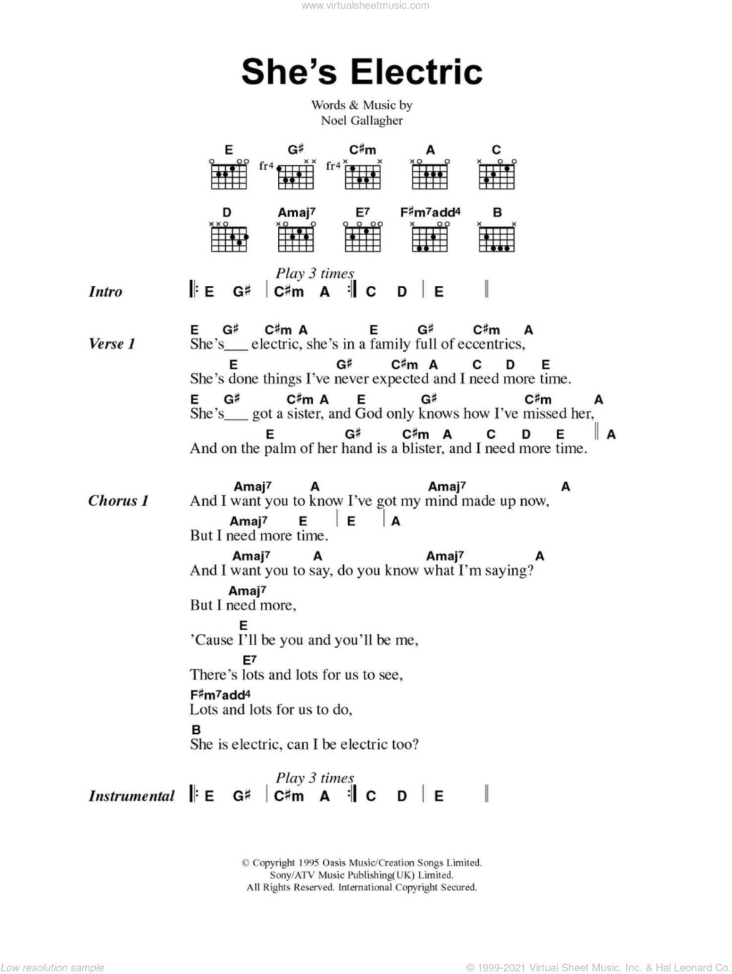 Picture of: She’s Electric sheet music for guitar (chords) (PDF) v