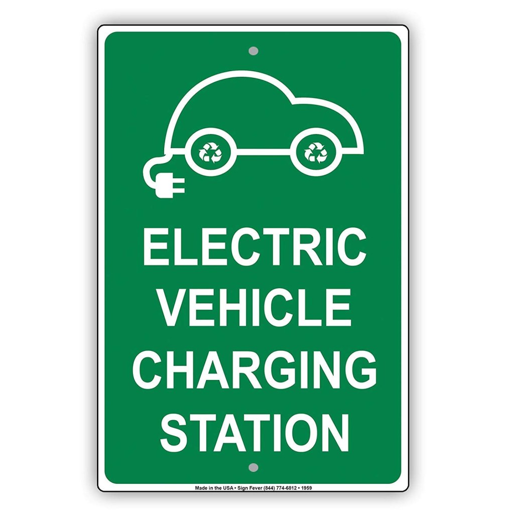 Picture of: TammieLove Warning Sign Electric Vehicle Charging Station with Engraved Dot  ” x “