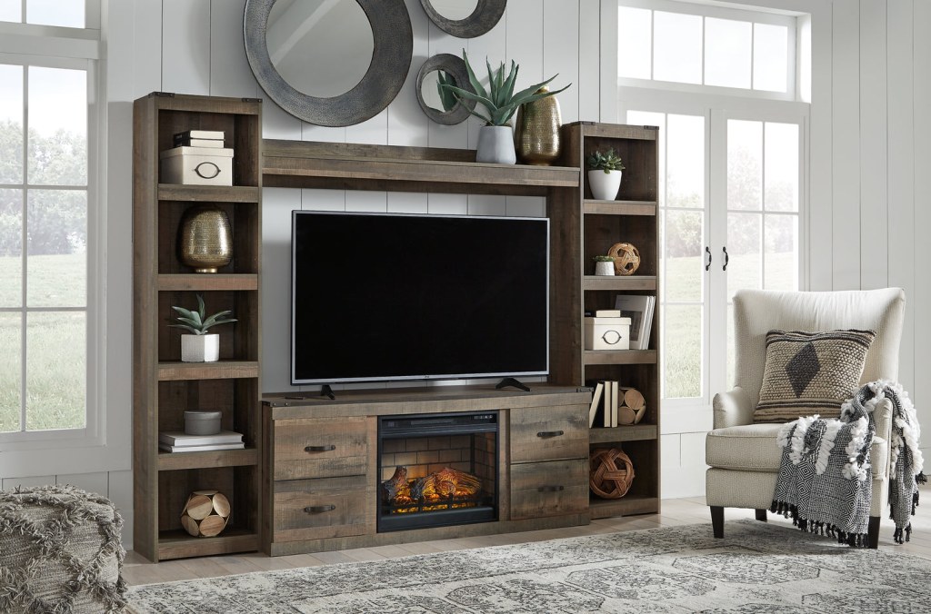 Picture of: Trinell -Piece Entertainment Center with Electric Fireplace
