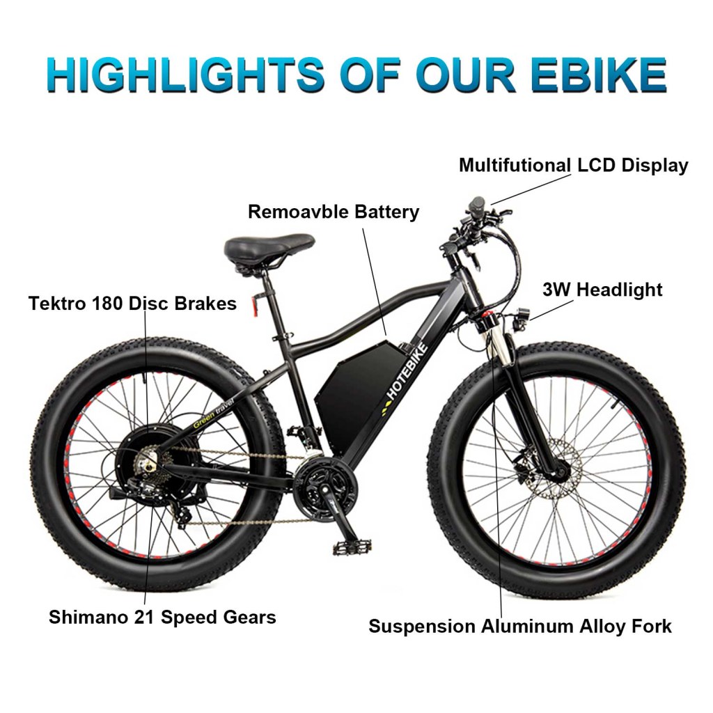 Picture of: V W Fat Tire Electric Bike Max Speed km/h Snow Beach Bike
