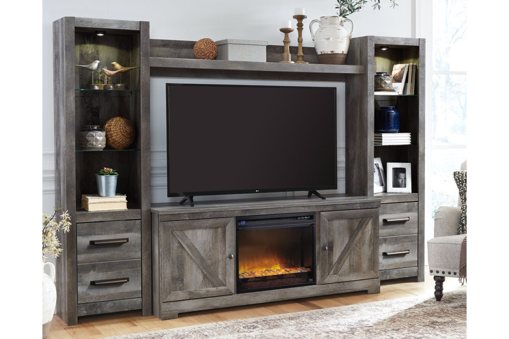 wynnlow 4-piece entertainment center with electric fireplace - Wynnlow -Piece Entertainment Center with 